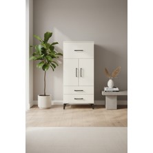 Silva 2 Kapaklı 3 Çekmeceli Dolap - 60X30X134 cm Aytaşı | 2 Raflı