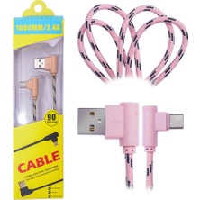 Ally USB Type-C Eğik Başlı Halat USB Kablo 1METRE-(5775) - SA002G-6FW5L5