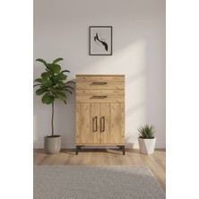Silva Komodin: 2 Çekmece, 2 Kapaklı, Tek Raflı Çam Komodin (60X30X96 Cm)