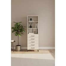 Luna Dolap: 3 Raflı, 5 Çekmeceli Aytaşı Gardırop 60X44X195 cm