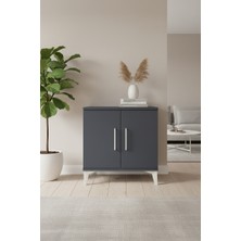 Luna Komodin 2 Raflı 2 Kapaklı 60X44X64 Antrasit | Şık & Kullanışlı