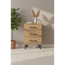 Luna Komodin 3 Çekmeceli Çam - Şık ve Pratik Yatak Odası Çözümü | 44X44X64 cm