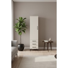 Luna Dolap - Tek Raflı, 3 Çekmeceli, Tek Askılı Aytaşı Gardırop | 44X44X182 cm