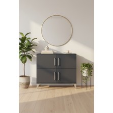 Silva Şifonyer 3 Raflı 4 Kapaklı Antrasit 88X30X80 cm