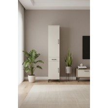 Luna Dolap: 4 Raflı, Çekmeceli, 2 Kapaklı Aytaşı Gardırop | 44X44X221 cm