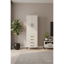 Silva Dolap: 3 Raflı, 4 Çekmeceli, 2 Kapaklı Aytaşı Dolap | 60X30X182 cm