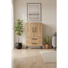 Silva Komodin: 2 Raflı, Çekmeceli ve Kapaklı Çam Şıklığı - 60X30X96