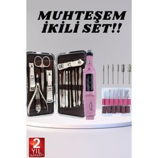 Elektrikli Manikür Pedikür Seti Ikili Set 12 Parça Tırnak Bakımı Törpü Prot - SA002G-6F60B