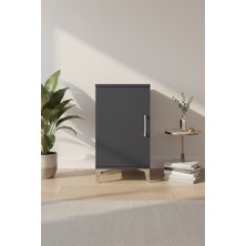 Aura Komodin 2 Raflı Tek Kapaklı Antrasit 44X59X80 | Şık ve Fonksiyonel