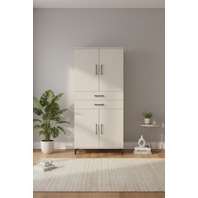 Luna Dolap: 4 Kapaklı, 2 Çekmeceli Aytaşı Gardırop (88X44X195 Cm) | 4 Raflı