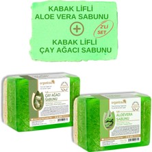 Organicsun 2'li Set Doğal Kabak Lifli Sabunu ve Kabak Lifli Çay Ağacı Sabunu