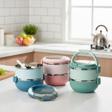 Wiggle Bento 1030ML Lunchbox Tek Katlı 2 Bölmeli Paslanmaz Çelik Sefer Tası Yemek (Pembe)