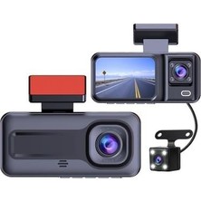 Shop A Way H98 Full Hd 1080P Wi-Fi Full Hd 3 Kameralı Araç Içi Kamera Araba Güvenlik Kamerası Gece Görüşü Ön Ge