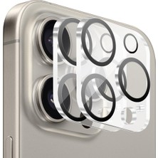 Shop A Way Buff iPhone 15 Pro / 15 Pro 9h Safir Cam Kamera Metal Lens Koruyucu (Gümüş)