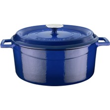 Shop A Way Lava Döküm Yuvarlak Tencere, Trendy, 28 Cm, 6.71 L Hacim, Mavi