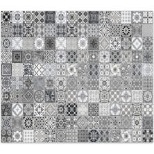 Shop A Way Decorita 10011506005 Karakalem Desen Cam Ocak Arkası Koruyucu, 52CM x 60CM