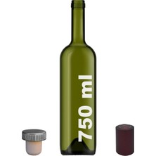 Shop A Way 750 ml Yeşil Şarap Şişesi Sentetik Mantar Tıpalı ve Kapüşonlu Boş Çukur Cam Şişe 2 Adet