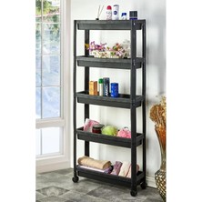 Shop A Way 5 Katlı Tekerlekli Organizer Diktördgen Raf Ünitesi Siyah