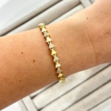 Üçgen Detaylı Zirkon Taşlı Bileklik – 14K Özel Seri 17+2 cm