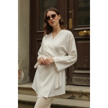 Pastelastore %100 Pamuk Keten Cepli Kemerli Yazlık Kadın Kimono 1166 - Nefes Alan Doğal Kumaş