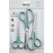 Shop A Way Rooc Premium Serisi Ergonomik Saplı Çelik Gıdaya Temasa Uygun 3'lü Set Mutfak Makası, Yeşil