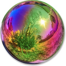 Shop A Way Dekoratif Ayna Top, Paslanmaz Çelik, 25 Cm, Gökkuşağı