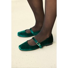 Milaya Shoes Sara Süet Kadın Babet Ayakkabı
