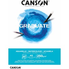 Shop A Way Mezun Suluboya 250 Gsm A5 Kağıt, Soğuk Preslenmiş, Tampon Yapıştırılmış Kısa Taraf, 20 Doğal Beyaz Ç