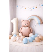 Peri Party Pastel Gökkuşağı ve Ayıcık Konsept 1 Yaş Balon Doğum Günü
