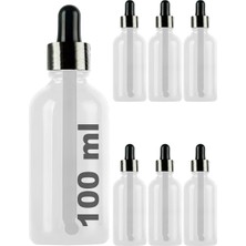 Shop A Way 100 ml Metal Kapaklı Damlalık Dropper Şişesi Serum 100 cc Cam Şişe 6 Adet (Siyah Kapak, Şeffaf)