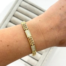 Xuping 14K Özel Seri Taşlı Grek Desen Bileklik – 17+2 cm