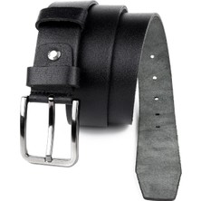 Lugmo Hakiki Deri Erkek Kemer Extra Yumuşak 4 cm Kumaş ve Kot Siyah