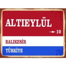 BiveSa Balıkesir Ili Altıeylül Ilçesi  Retro Ahşap Sokak Tabelası