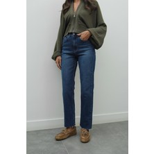Havoş Lacivert Boy Fit Kesik Paça Jean