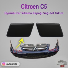 AutoPit 3D Citroen C5 (2001-2004) Uyumlu Far Yıkama Kapağı Sağ-Sol Takım
