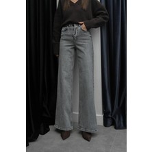 Havoş Gri Tintli Wide Leg Jean