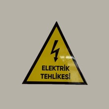 CRF Reklam Promosyon Matbaa Aluminyum Elektrik Tehlikesi Uyarı Levhası Üçgen 10 cm Arkası Yapışkanlı 1 Adet