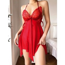 Aria's Closet Arias Closet Kırmızı Kelebek Işlemeli Tül Fantezi Gecelik