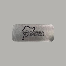 CRF Reklam Promosyon Matbaa Opel Corsa Nurburgring Metal Etiket 3x7 cm Arkası Yapışkanlı