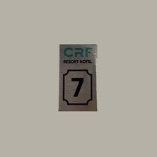 CRF Reklam Promosyon Matbaa Logolu Aluminyum Otel Oda Numaraları 4x7 cm Arkası Yapışkanlı