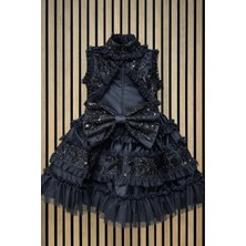 NerKids Kız Çocuk Siyah Pullu Abiye