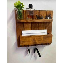 Dabanlıoğlu Mobilya Ahşap Askılık Duvar Rafı Dekor Amaçlı Posta Kutulu Anahtarlık Duvara Monte Anahtarlık 35X35 cm