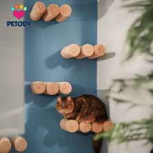 Ascent - Petody Doğal Ahşap Kedi Merdiveni 3 Adet