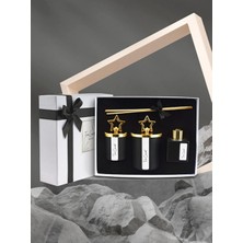 Shop A Way Kutulu Çikolata Kokulu Gold Tepelikli 3lü Bardak Mum ve Oda Koku Seti