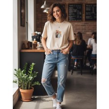 Czmd Lovebear™ %100 Pamuk Baskılı Tişört | Sevgili Ayıcık Desenli Unisex T-Shirt