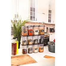 Shop A Way 12 Adet 450 ml Sızdırmaz Kapak Antrasit Baharatlık Saklama Kabı I Etiket Hediyeli MIT1135