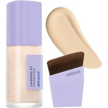 Shop A Way Mıssha Yarı Parlak Bitişli Nemlendirici Fondöten + Fırça Layering Fit Foundation Semi Glow Set NO21