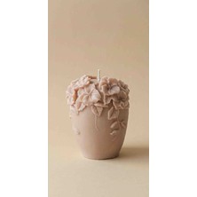 My Balli Store Nude Renk Dekoratif Kabartmalı Çiçekli Soya Mum