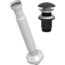 Suera Magic Pipe Körüklü Gider Borusu + Elixir Pop-Up Set (Mat Siyah - Taşma Deliksiz)