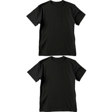 Maki Home Makiteks Siyah Bisiklet Yaka Basic Pamuklu Tişört - Tekli ve Çoklu Avantaj Paketi